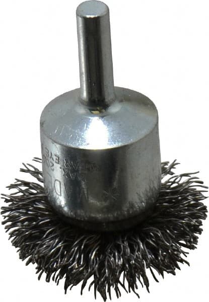 Anderson - 1-1/2" Brush Diam, Crimped, Flared End Brush - 1/4" Diam Shank, 20,000 Max RPM - Makers Industrial Supply