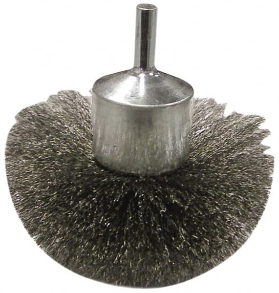 Anderson - 3" Brush Diam, Crimped, Flared End Brush - 1/4" Diam Shank, 16,000 Max RPM - Makers Industrial Supply