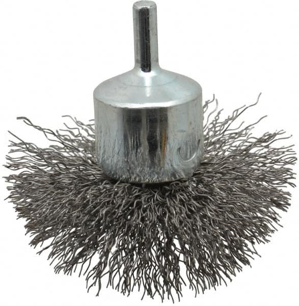 Anderson - 3" Brush Diam, Crimped, Flared End Brush - 1/4" Diam Shank, 16,000 Max RPM - Makers Industrial Supply
