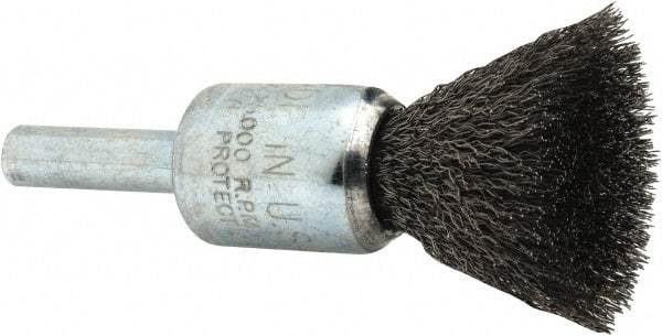 Anderson - 1/2" Brush Diam, Crimped, End Brush - 1/4" Diam Shank, 25,000 Max RPM - Makers Industrial Supply