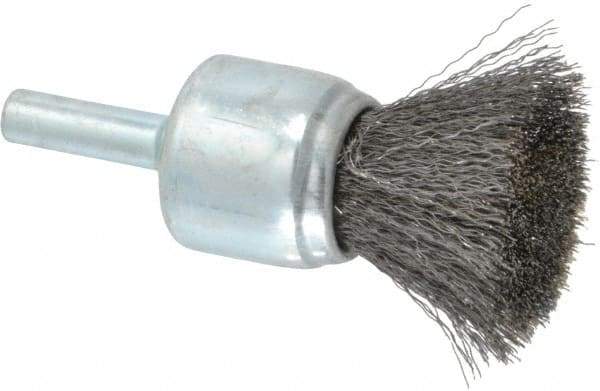 Anderson - 3/4" Brush Diam, Crimped, End Brush - 1/4" Diam Shank, 22,000 Max RPM - Makers Industrial Supply