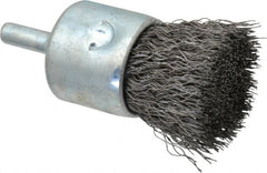 Anderson - 1" Brush Diam, Crimped, End Brush - 1/4" Diam Shank, 22,000 Max RPM - Makers Industrial Supply