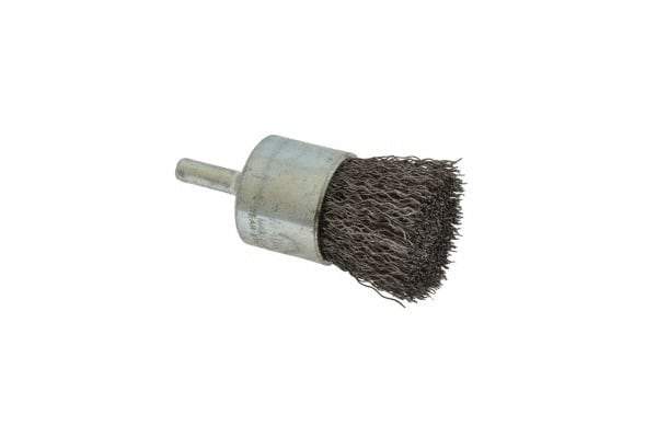 Anderson - 1" Brush Diam, Crimped, End Brush - 1/4" Diam Shank, 22,000 Max RPM - Makers Industrial Supply