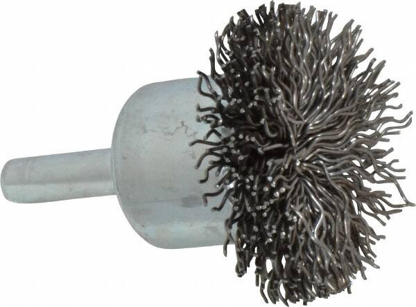 Anderson - 1-1/2" Brush Diam, Crimped, Flared End Brush - 1/4" Diam Shank, 20,000 Max RPM - Makers Industrial Supply