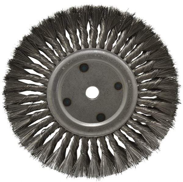 Anderson - 10" OD, 3/4" Arbor Hole, Knotted Steel Wheel Brush - 11/16" Face Width, 2-1/4" Trim Length, 0.016" Filament Diam, 4,500 RPM - Makers Industrial Supply