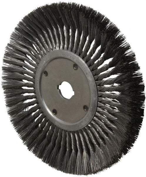 Anderson - 12" OD, 1-1/4" Arbor Hole, Knotted Steel Wheel Brush - 3/4" Face Width, 3-1/8" Trim Length, 0.014" Filament Diam, 3,600 RPM - Makers Industrial Supply