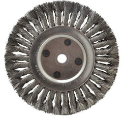 Anderson - 8" OD, 5/8" Arbor Hole, Knotted Steel Wheel Brush - 5/8" Face Width, 1-3/4" Trim Length, 0.016" Filament Diam, 6,000 RPM - Makers Industrial Supply