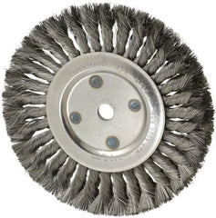 Anderson - 8" OD, 5/8" Arbor Hole, Knotted Steel Wheel Brush - 5/8" Face Width, 1-3/4" Trim Length, 0.014" Filament Diam, 6,000 RPM - Makers Industrial Supply