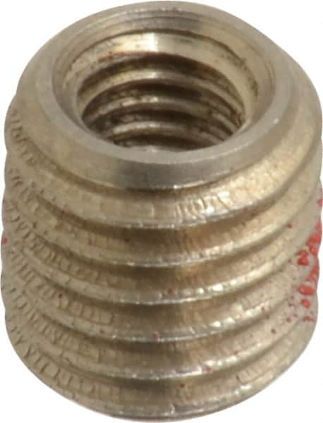 Made in USA - M6x1.00 Internal, M10x1.50 External, Metric Coarse, 10.5mm Insert Length, Thread Locking Repair Inserts - Stainless Steel, Oxide Finish, Grade 303 - Makers Industrial Supply