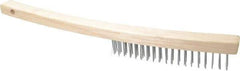 Value Collection - 3 Rows x 19 Columns Bent Handle Scratch Brush - 14" OAL, 1-1/8" Trim Length, Wood Curved Handle - Makers Industrial Supply