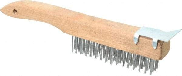 Value Collection - 4 Rows x 16 Columns Shoe Handle Scratch Brush with Scraper - 10" OAL, 1-1/8" Trim Length, Wood Shoe Handle - Makers Industrial Supply