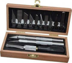 Excel - Hobby Knife Set - 12 Pieces, Includes Wooden Boxed Knife Set 3 Knives, 10 Blades - Makers Industrial Supply