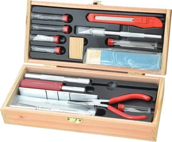 Excel - Ship Modeler's Tool Set - 32 Pieces, Includes Deluxe Large Wooden Chest Boxed - Makers Industrial Supply