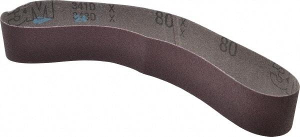 3M - 1-1/2" Wide x 24" OAL, 80 Grit, Aluminum Oxide Abrasive Belt - Aluminum Oxide, Medium, Coated, X Weighted Cloth Backing, Series 341D - Makers Industrial Supply