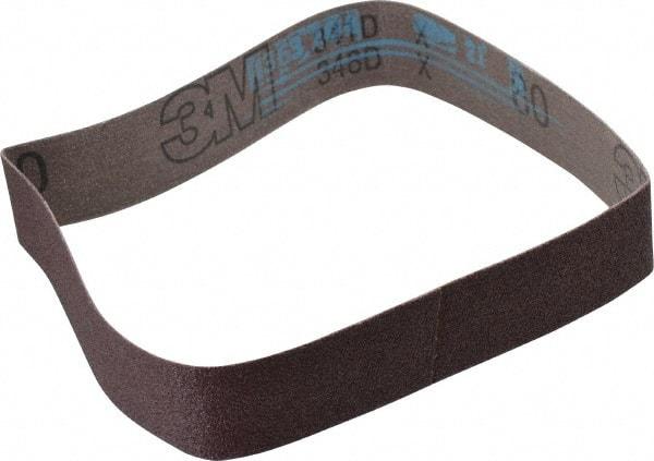 3M - 1-3/16" Wide x 21-1/4" OAL, 80 Grit, Aluminum Oxide Abrasive Belt - Aluminum Oxide, Medium, Coated, X Weighted Cloth Backing, Series 341D - Makers Industrial Supply