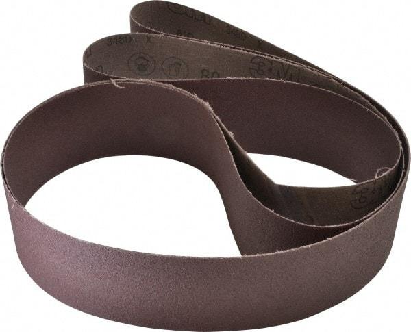 3M - 3" Wide x 120" OAL, 80 Grit, Aluminum Oxide Abrasive Belt - Aluminum Oxide, Medium, Coated, X Weighted Cloth Backing, Series 341D - Makers Industrial Supply