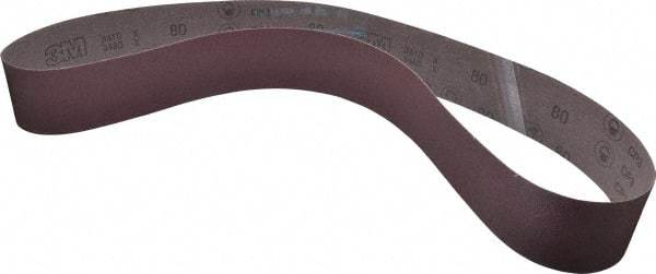 3M - 3" Wide x 60" OAL, 80 Grit, Aluminum Oxide Abrasive Belt - Aluminum Oxide, Medium, Coated, X Weighted Cloth Backing, Series 341D - Makers Industrial Supply