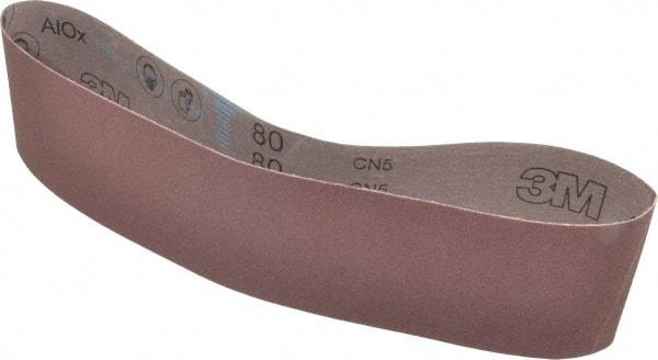 3M - 4" Wide x 36" OAL, 80 Grit, Aluminum Oxide Abrasive Belt - Aluminum Oxide, Medium, Coated, X Weighted Cloth Backing, Series 340D - Makers Industrial Supply