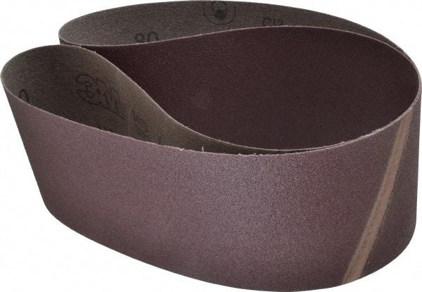 3M - 4" Wide x 52-1/2" OAL, 80 Grit, Aluminum Oxide Abrasive Belt - Aluminum Oxide, Medium, Coated, X Weighted Cloth Backing, Series 341D - Makers Industrial Supply