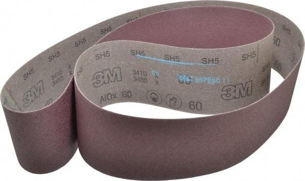 3M - 4" Wide x 80" OAL, 60 Grit, Aluminum Oxide Abrasive Belt - Aluminum Oxide, Medium, Coated, X Weighted Cloth Backing, Series 341D - Makers Industrial Supply