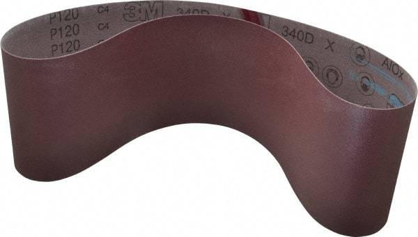 3M - 6" Wide x 48" OAL, 120 Grit, Aluminum Oxide Abrasive Belt - Aluminum Oxide, Fine, Coated, X Weighted Cloth Backing, Series 340D - Makers Industrial Supply