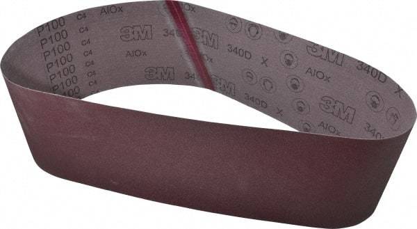 3M - 6" Wide x 48" OAL, 100 Grit, Aluminum Oxide Abrasive Belt - Aluminum Oxide, Fine, Coated, X Weighted Cloth Backing, Series 340D - Makers Industrial Supply