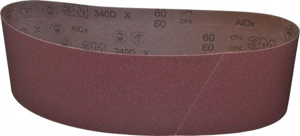 3M - 6" Wide x 48" OAL, 60 Grit, Aluminum Oxide Abrasive Belt - Aluminum Oxide, Medium, Coated, X Weighted Cloth Backing, Series 340D - Makers Industrial Supply