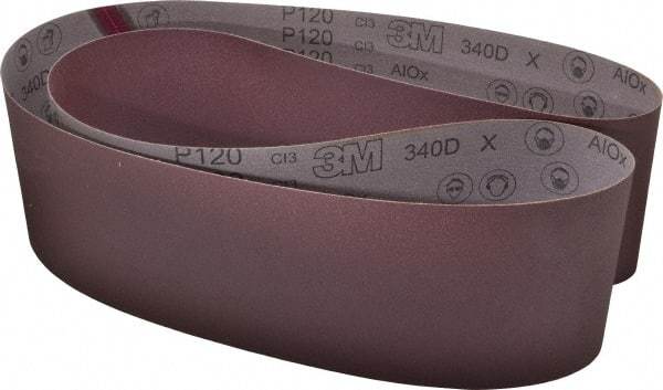 3M - 6" Wide x 89" OAL, 120 Grit, Aluminum Oxide Abrasive Belt - Aluminum Oxide, Fine, Coated, X Weighted Cloth Backing, Series 240D - Makers Industrial Supply