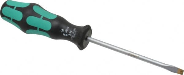 Wera - 198mm OAL Standard Slotted Screwdriver - Round Shank, Ergonomic Handle - Makers Industrial Supply