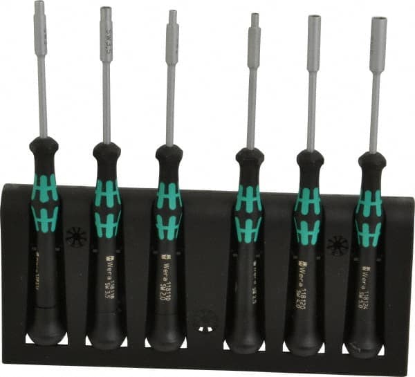 Wera - 6 Piece 2 to 5mm Electronic Nutdriver Set - Standard Shaft, Ergonomic Handle - Makers Industrial Supply