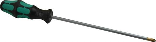 Wera - #2, 12" OAL, Standard Phillips Screwdriver - 8" Blade Length, Round Shank, Ergonomic Handle - Makers Industrial Supply