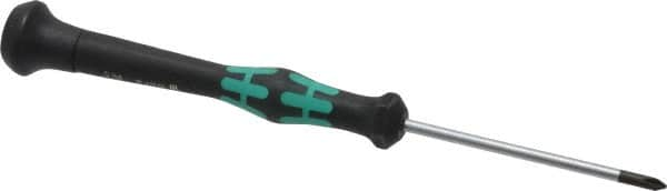 Wera - #0, 6-1/8" OAL, Electronic/Electrostatic Phillips Screwdriver - 2-3/8" Blade Length, Round Shank, Ergonomic Handle - Makers Industrial Supply