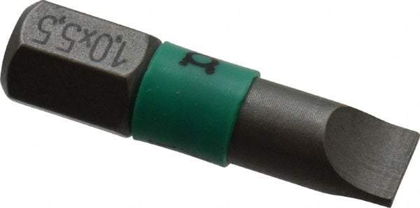 Wera - 0.216" Slotted Screwdriver Bit - 1/4" Hex Drive, 1" OAL - Makers Industrial Supply