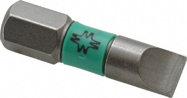 Wera - 1/4" Slotted Screwdriver Bit - 1/4" Hex Drive, 1" OAL - Makers Industrial Supply