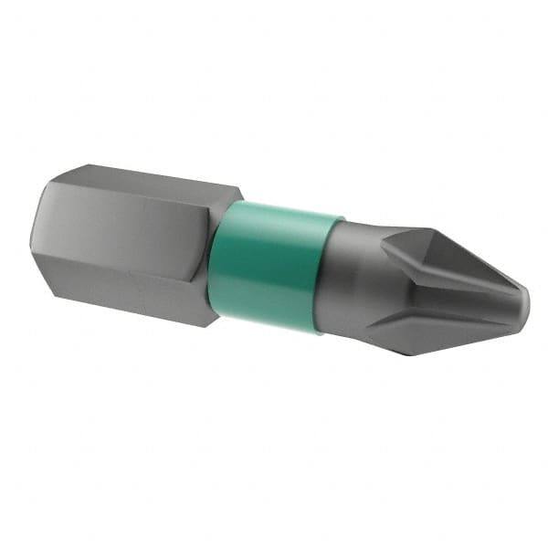 Wera - #2 Phillips Screwdriver Bit - 1/4" Hex Drive, 1" OAL - Makers Industrial Supply