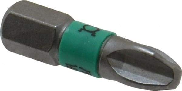 Wera - #3 Phillips Screwdriver Bit - 1/4" Hex Drive, 1" OAL - Makers Industrial Supply