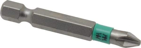 Wera - #2 Phillips Screwdriver Bit - 1/4" Hex Drive, 2" OAL - Makers Industrial Supply