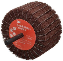 3M - 3" Diam x 1-3/4" Face Width, Medium Aluminum Oxide Coated Mounted Flap Wheel - 1/4" Shank Mount, 80 Grit, X Weighted Backing, 7,500 Max RPM - Makers Industrial Supply