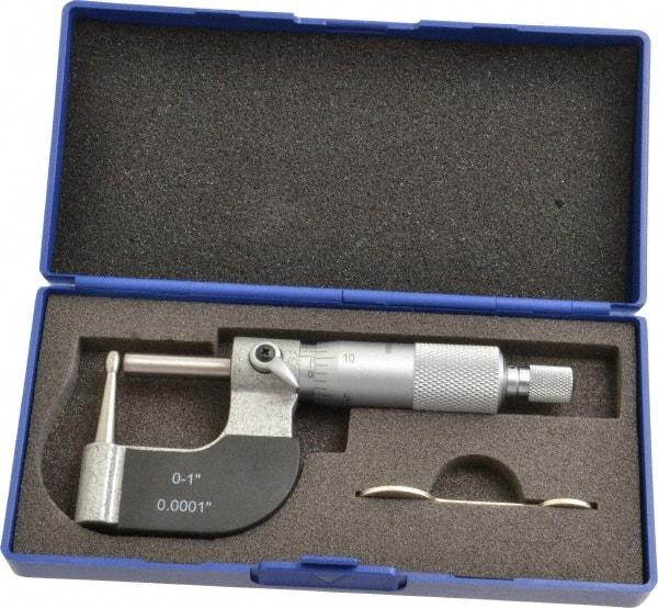 Value Collection - 1 Inch Measurement Range, 0.0001 Inch Graduation, Barrel Anvil, Ratchet Stop Thimble, Mechanical Tube Micrometer - Accurate Up to 0.0001 Inch, Accurate Up to 0.0001 Inch, Enamel Finish, Carbide - Makers Industrial Supply