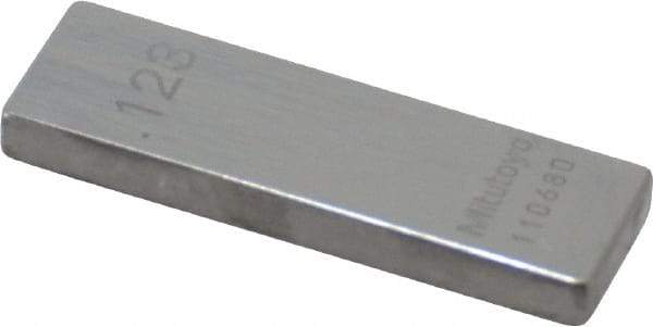 Mitutoyo - 0.123" Rectangular Steel Gage Block - Accuracy Grade 0, Includes Certificate of Inspection - Makers Industrial Supply