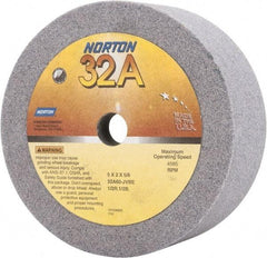 Norton - 5" Diam, 5/8" Hole Size, 2" Overall Thickness, 60 Grit, Type 6 Tool & Cutter Grinding Wheel - Medium Grade, Aluminum Oxide, J Hardness, Vitrified Bond, 4,585 RPM - Makers Industrial Supply