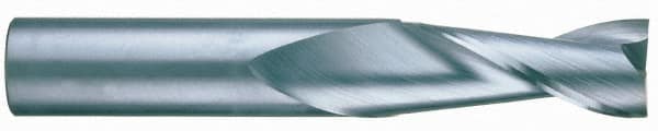 RobbJack - 7/16", 5/8" LOC, 7/16" Shank Diam, 2-3/4" OAL, 2 Flute, Solid Carbide Square End Mill - Single End, Uncoated, Spiral Flute, 30° Helix, Centercutting, Right Hand Cut, Right Hand Flute, Series S1-201 - Makers Industrial Supply