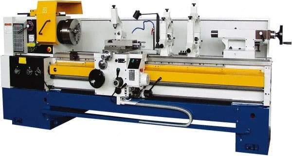 Summit - 20-1/4" Swing, 80" Between Centers, 220/440 Volt, Triple Phase Engine Lathe - 6MT Taper, 10 hp, 12 to 1,400 RPM, 4-1/8" Bore Diam, 48" Deep x 52" High x 141" Long - Makers Industrial Supply