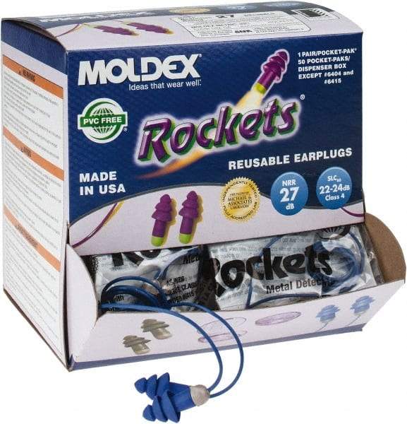 Moldex - Metal Detectable, Reusable, Corded, 27 dB Earplugs - Blue - Makers Industrial Supply