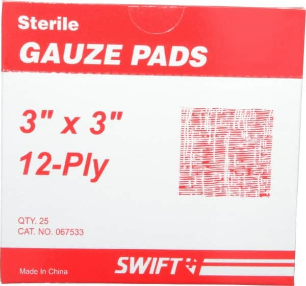 North - 3" Long x 3" Wide, General Purpose Pad - White, Sterile, Gauze Bandage - Makers Industrial Supply