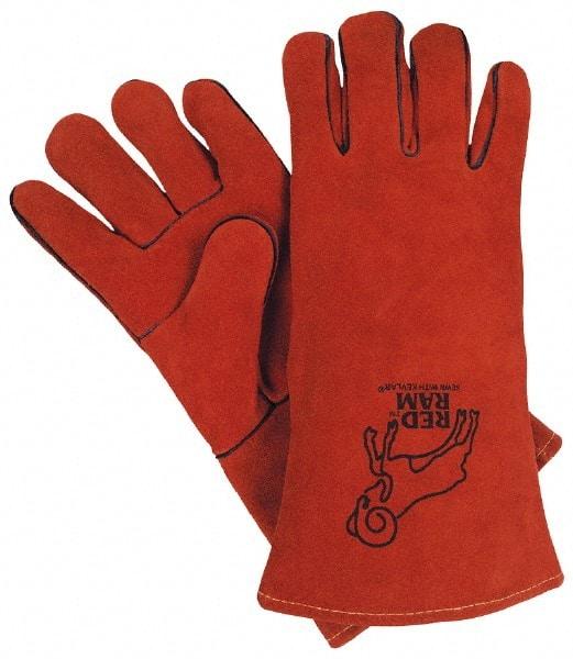 MCR Safety - Size L Jersey Lined Cowhide Welding Glove - 13" OAL, Wing Thumb, For General Welding - Makers Industrial Supply