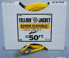 Southwire - 50', 12/3 Gauge/Conductors, Yellow Outdoor Extension Cord - 1 Receptacle, 15 Amps, 125 VAC, UL SJTW-A, NEMA 5-15P, 5-15R - Makers Industrial Supply