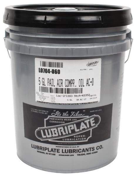 Lubriplate - 5 Gal Pail, ISO 32, SAE 10, Air Compressor Oil - 137 Viscosity (SUS) at 100°F, 43 Viscosity (SUS) at 210°F, Series AC-0 - Makers Industrial Supply