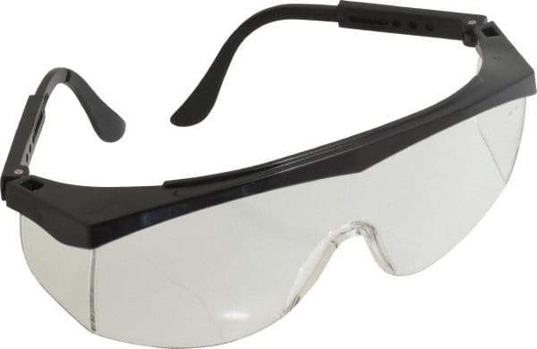 MCR Safety - Clear Lenses, Framed Safety Glasses - Uncoated Lenses, Black Plastic Frame, Adjustable Temples, Size Universal, Wrap Around - Makers Industrial Supply