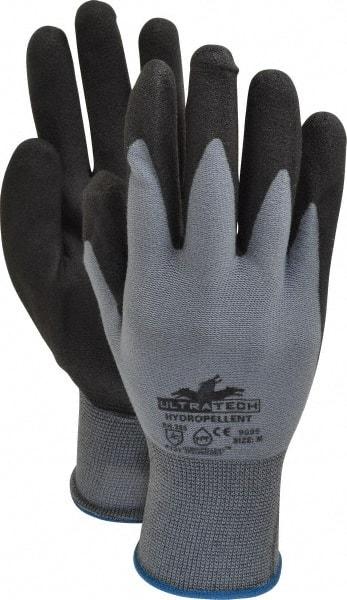 MCR Safety - Size M (8) PVC Coated Nylon General Protection Work Gloves - For General Purpose, Palm & Fingers Coated, Knit Wrist Cuff, Full Fingered, Gray/Black/Blue, Paired - Makers Industrial Supply